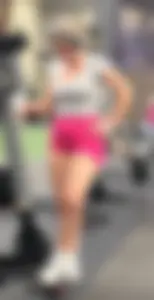Stacked blonde college PAWG with pink shorts being eaten by ass