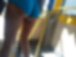 Chubby Booty in Mini Shorts Public Bus Closeup Creepshot