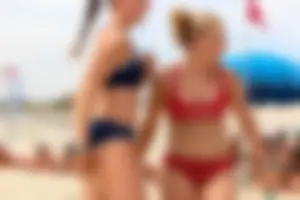 Lifeguard tournament girls on the beach