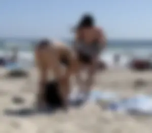 Cute college girls at beach