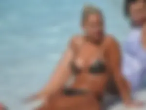 Classy blonde bikini milf lounging at the pool with her sister [088]