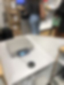 1st Post: Curly Hair Ass in jeans using the computer