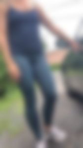 Hot late 40s striped yoga pants ass walking close up pt 3