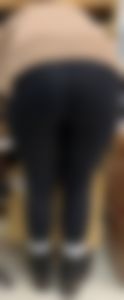 Black legging girl bending over