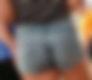 Brunette in jean shorts shopping @ walmart with friends