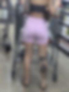 Tatted asian chick w/VTL in pink shorts