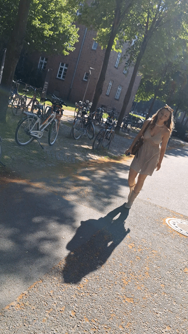 Sexy legs and decent tits on blonde student