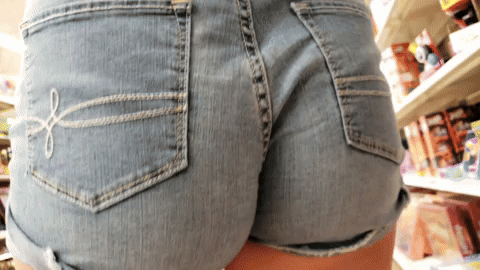 Brunette in jean shorts shopping @ walmart with friends