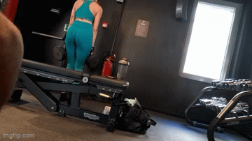 Gym Girl Bending Over in Blue Leggings (OC and GIFS)