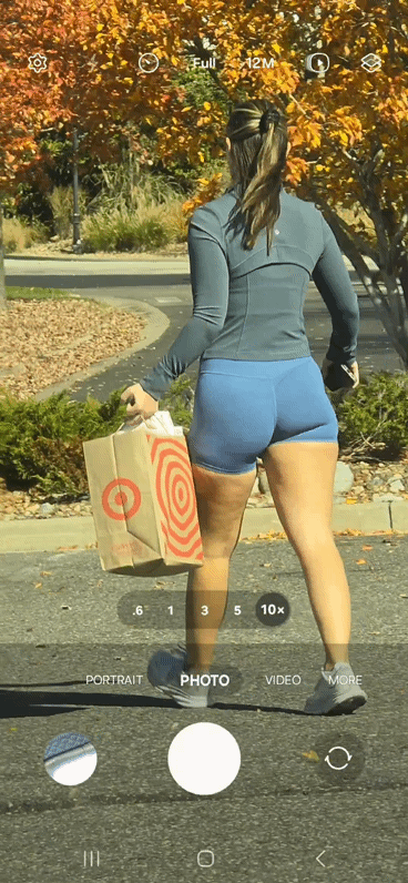 (OC) Sexy blonde in blue short shorts gif