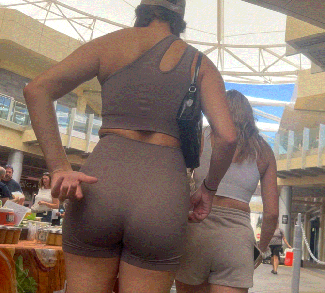 Tall brunette in brown shorts showing off her nice legs and booty (OC)