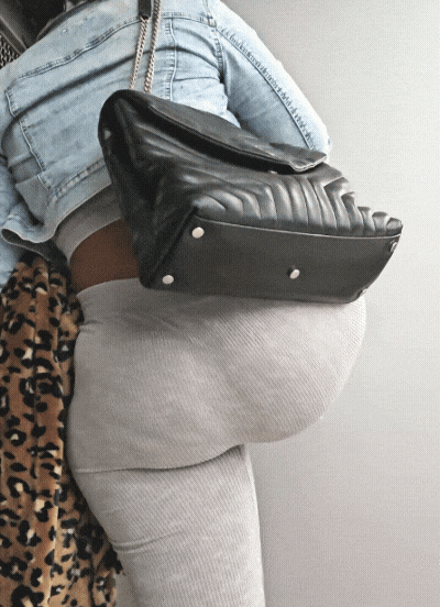 Ebony booty grey leggings Part 1 (GIF)(jiggle)(bending)