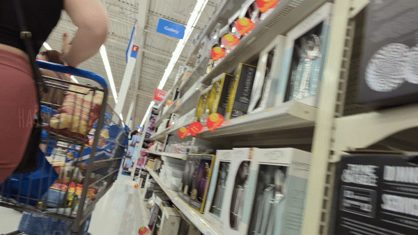 Curly hair babe wearing flares @ Walmart (+ more)