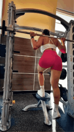 Perfect FAT gym booty in red shorts