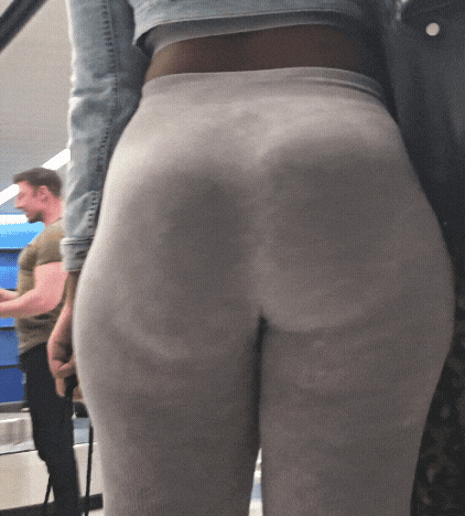 Ebony booty grey leggings Part 1 (GIF)(jiggle)(bending)