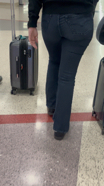 PAWG Hotwife in Tight Jeans Capped at Airport (OC + GIFS)