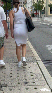 White dress, cute ass, vpl (+gif)
