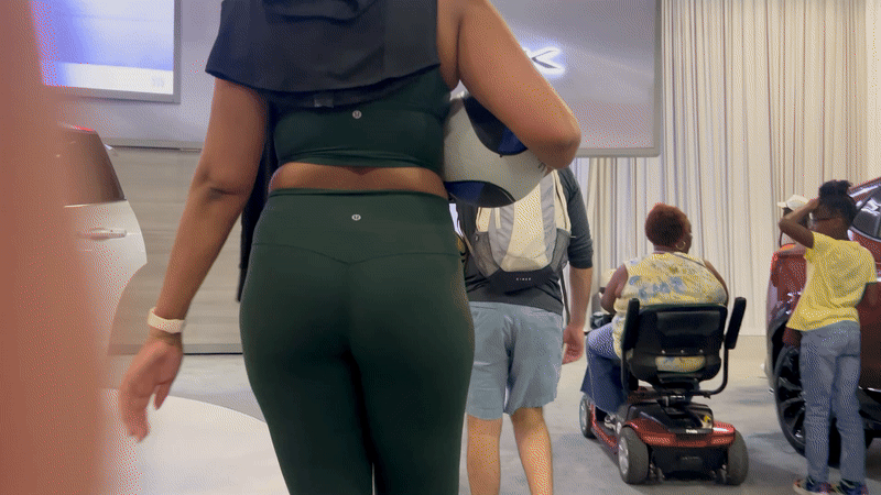 Beautiful Curly Haired Babe in Green Lululemon (OC) + GIFS
