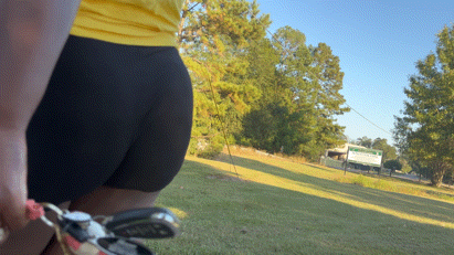 Pushing Big Booty Ebony in Black Shorts on the Swings