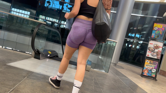Latina jiggling in purple shorts after yoga (OC)