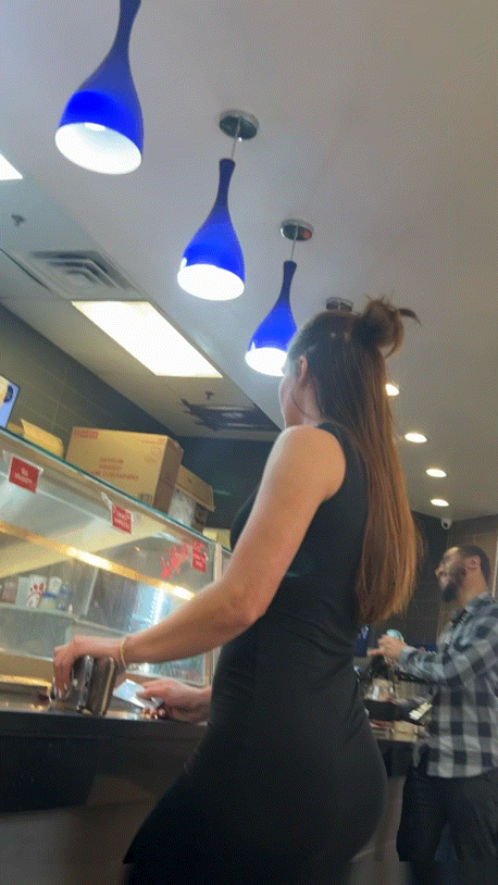 Fat booty brunette in tight black dress (oc)