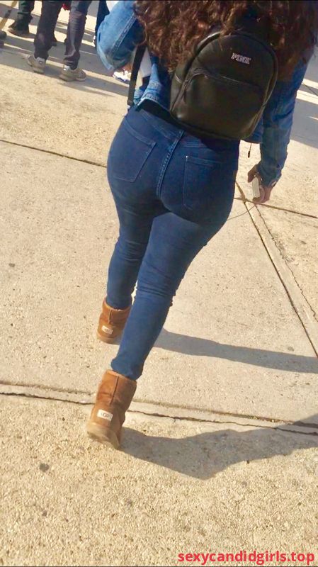 Sexycandidgirls Top Big Candid Ass In Blue Tight Jeans Street Creepshot Item 1