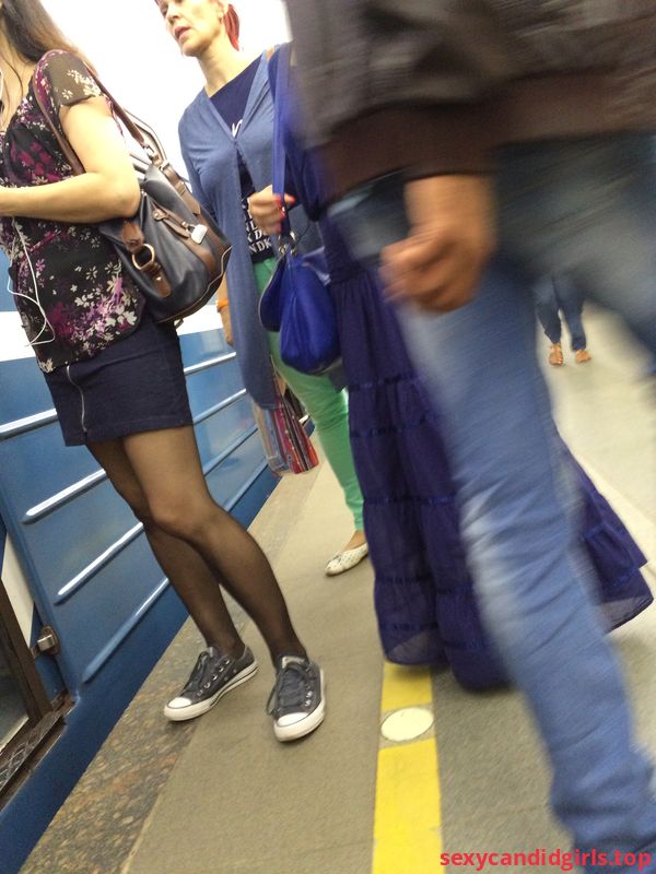 Sexycandidgirls Top Girl In Black Pantyhose Subway Candid Item 1