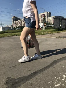 Girl With Hot Legs in Denim Mini Shorts Photos Gallery