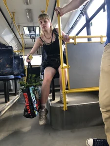 Girl in Mini Shorts with Nice Legs Public Bus Candid Pics