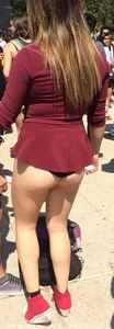 Chubby Girl in Panties on the Street in High Platform Shoes Candid Photos
