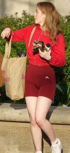 Pretty girl with short shorts wedgie and a great butt & face shots