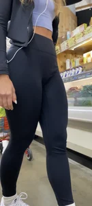 Blonde Doll SQUATS down for me in BLACK SPANDEX