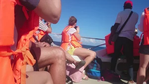 Milf in yellow shorts with vpl and a wedgie