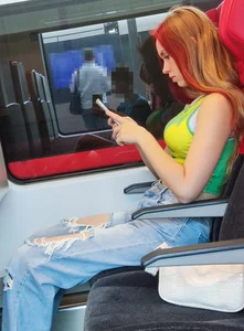 Hot sexy girl on train
