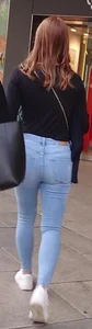 Redhead fresh tight ass in bright jeans