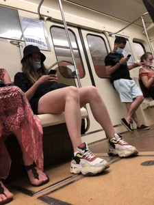 Hot Girl in a Mask And a Hat With Long Sexy Legs Subway Train Creepshots Gallery