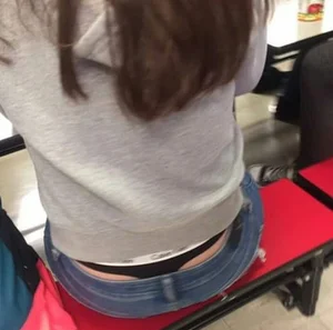 Booty In Jeans With Whale Tail Panties Sticking Out Creepshot