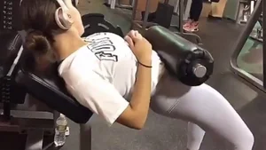 Sexy brunette gym girl in different leggings with a nice ass