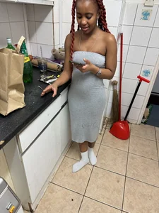 Thick Ebony tight grey dress
