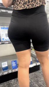 Curvy Foreign PAWG blck spandex shorts