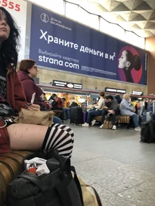 Skinny candid girl with scarred legs in stockings having a snack creepshots