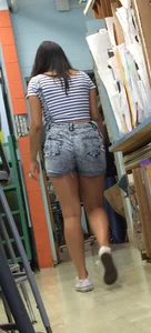 Girl in Denim Shorts Hot Candid Photo