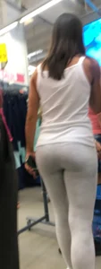 Slightly chubby booty in white sweatpants creepshot