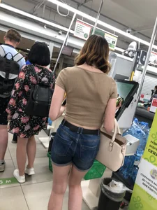 Gorgeous Girl in Denim Shorts With Perfectly Hot Legs And Butt Supermarket Creepshots Collection