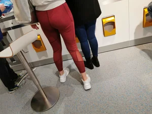 Nice ass in tight red leggings shopping