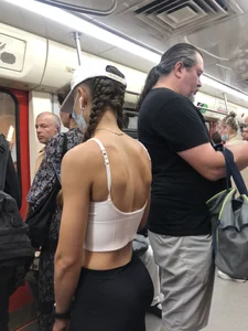 Candid Ass in Yoga Pants Closeup Creepshots Gallery in a Subway Train