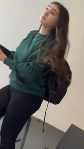Pretty Arab College Girl’s Red Panties Are Showing Through Her Leggings