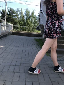 Girl in a Flowery Dress with Nice Pale Legs Street Candid Pic