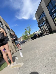 Plump teen VPL biker shorts