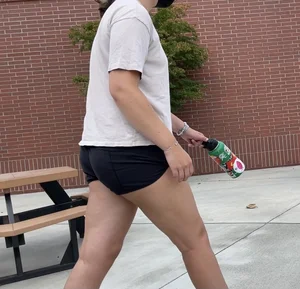 Thick college slut in shorts